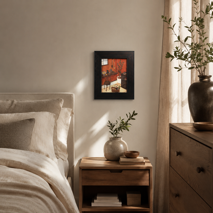 Rustic Orange Room & Desk Illustration