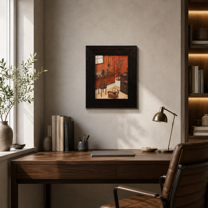 Rustic Orange Room & Desk Illustration