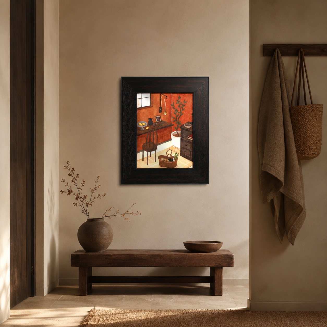 Rustic Orange Room & Desk Illustration