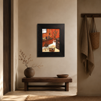 Rustic Orange Room & Desk Illustration