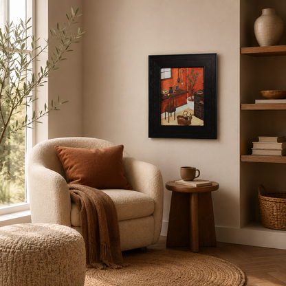 Rustic Orange Room & Desk Illustration
