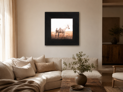 Standing White Horse in Meadow