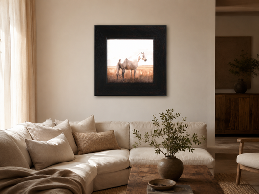 Standing White Horse in Meadow