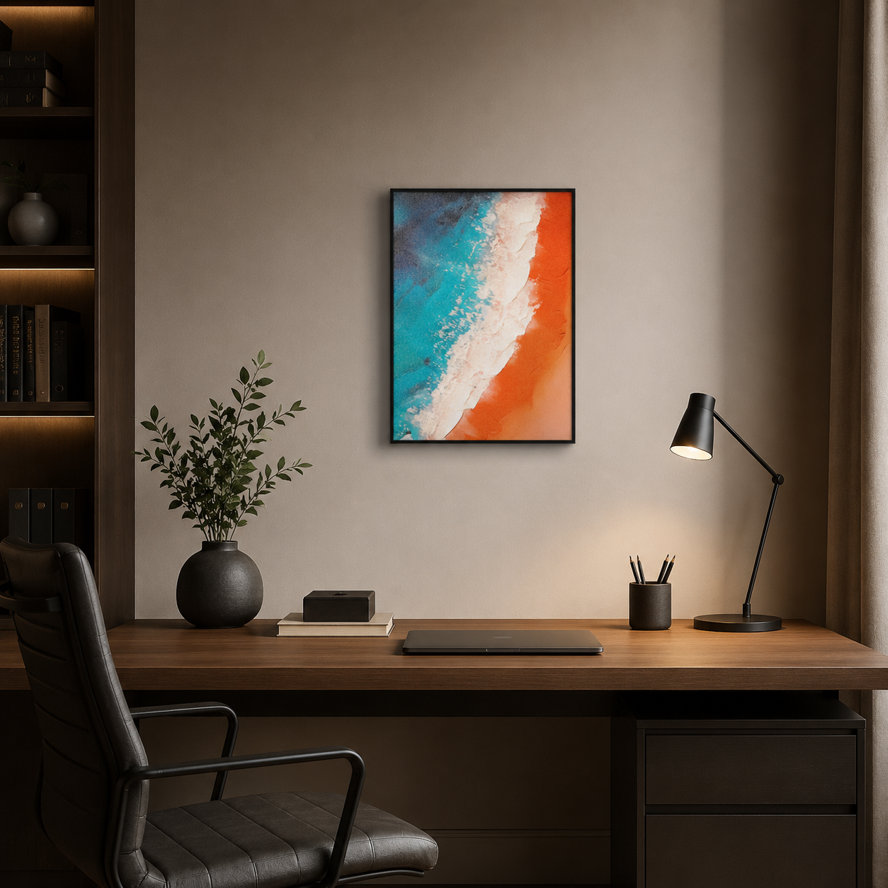 Vibrant Aerial Beach Impasto