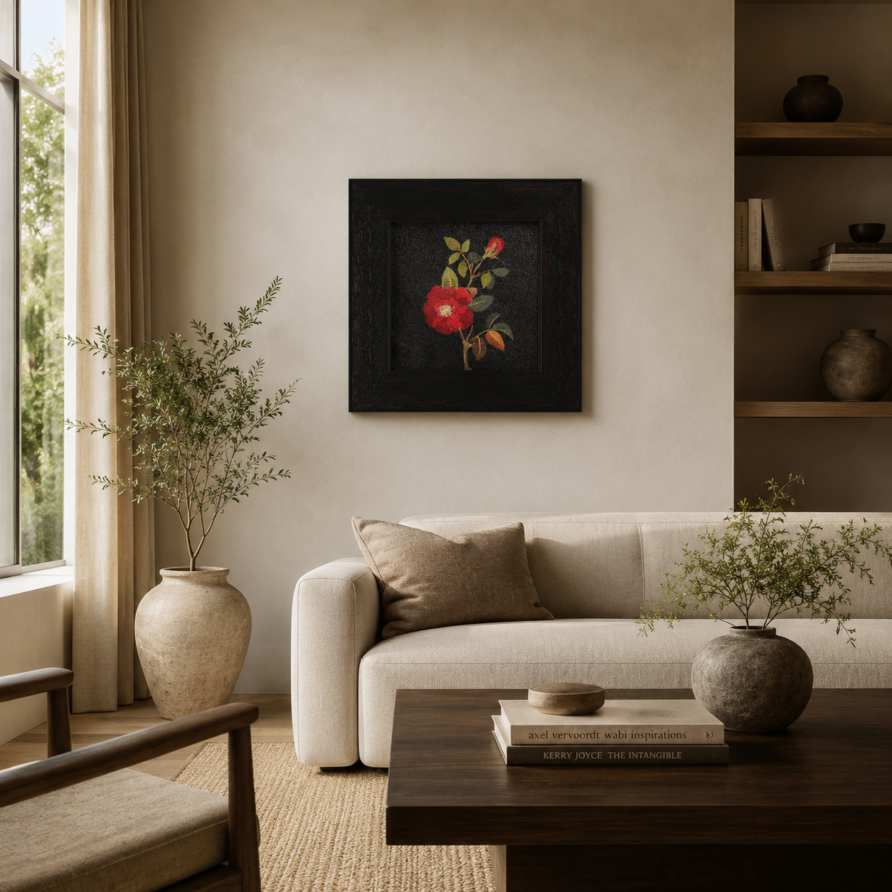 Vintage Botanical Flower on Black