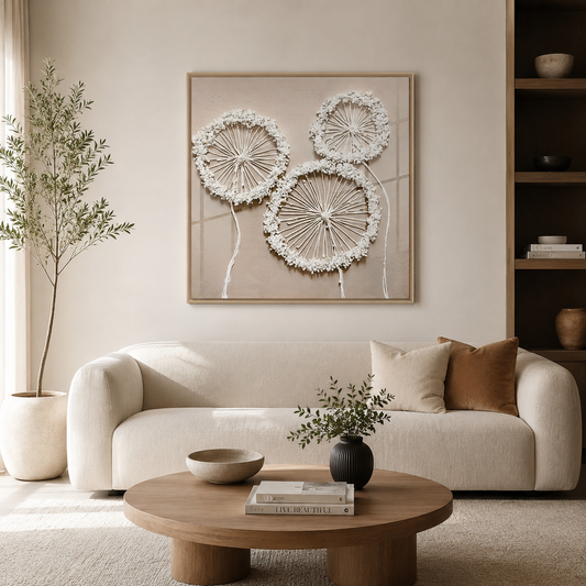 White Dandelion on Beige