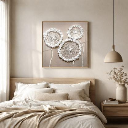 White Dandelion on Beige