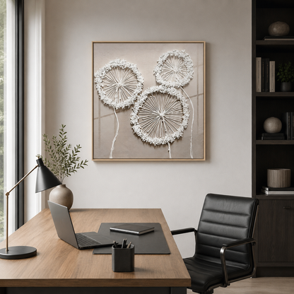 White Dandelion on Beige