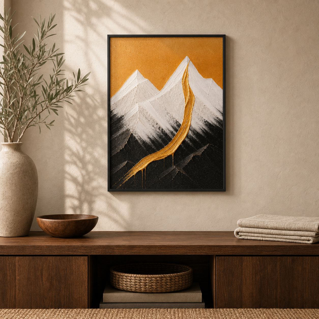 Abstract Gold Stroke Mountain