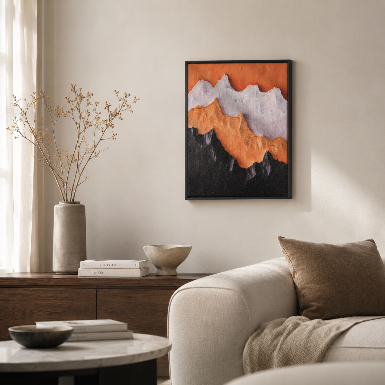 Abstract Copper & Black Mountain Landscape