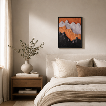 Abstract Copper & Black Mountain Landscape