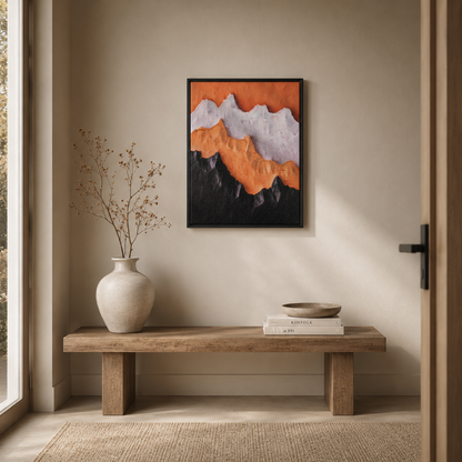 Abstract Copper & Black Mountain Landscape