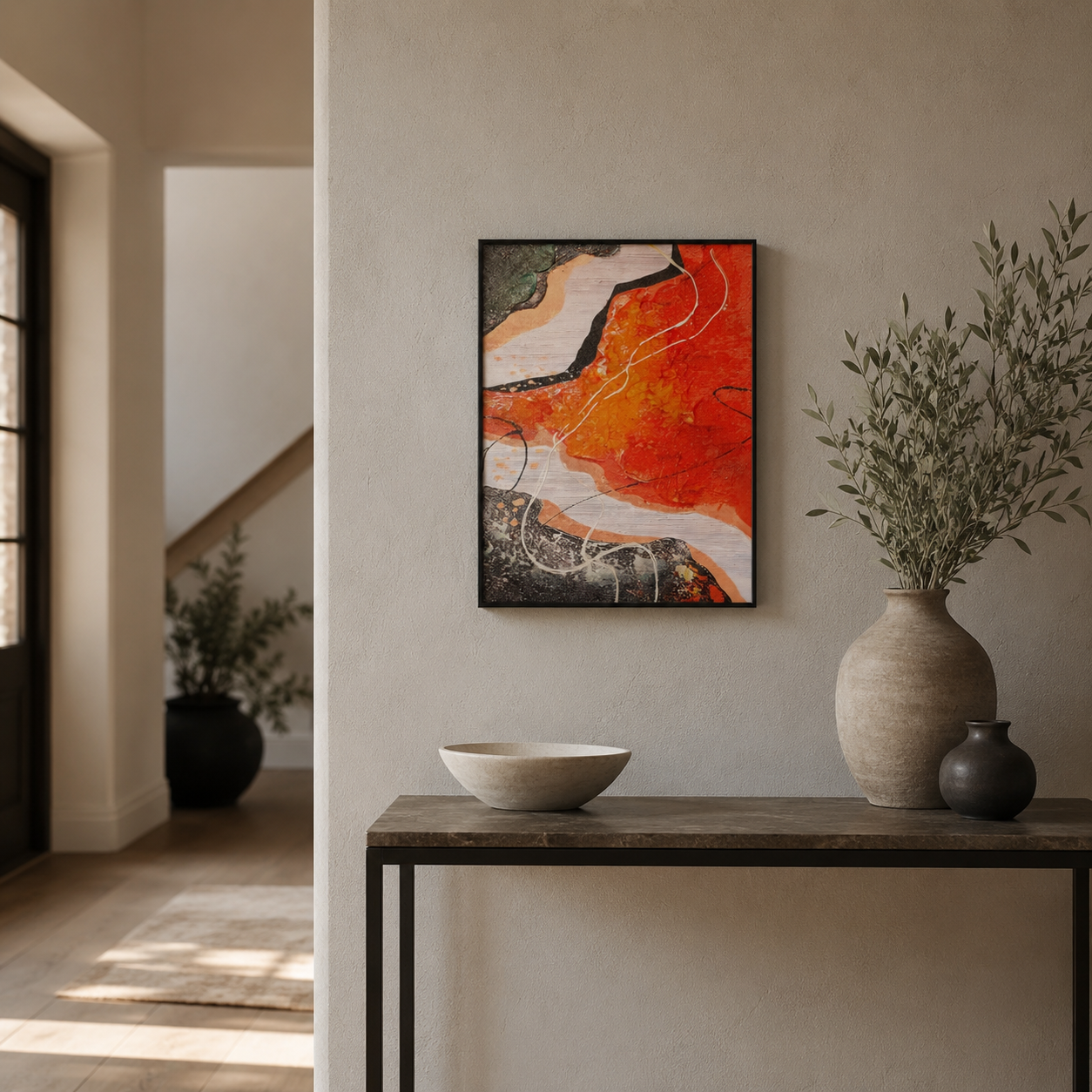 Abstract Orange Black