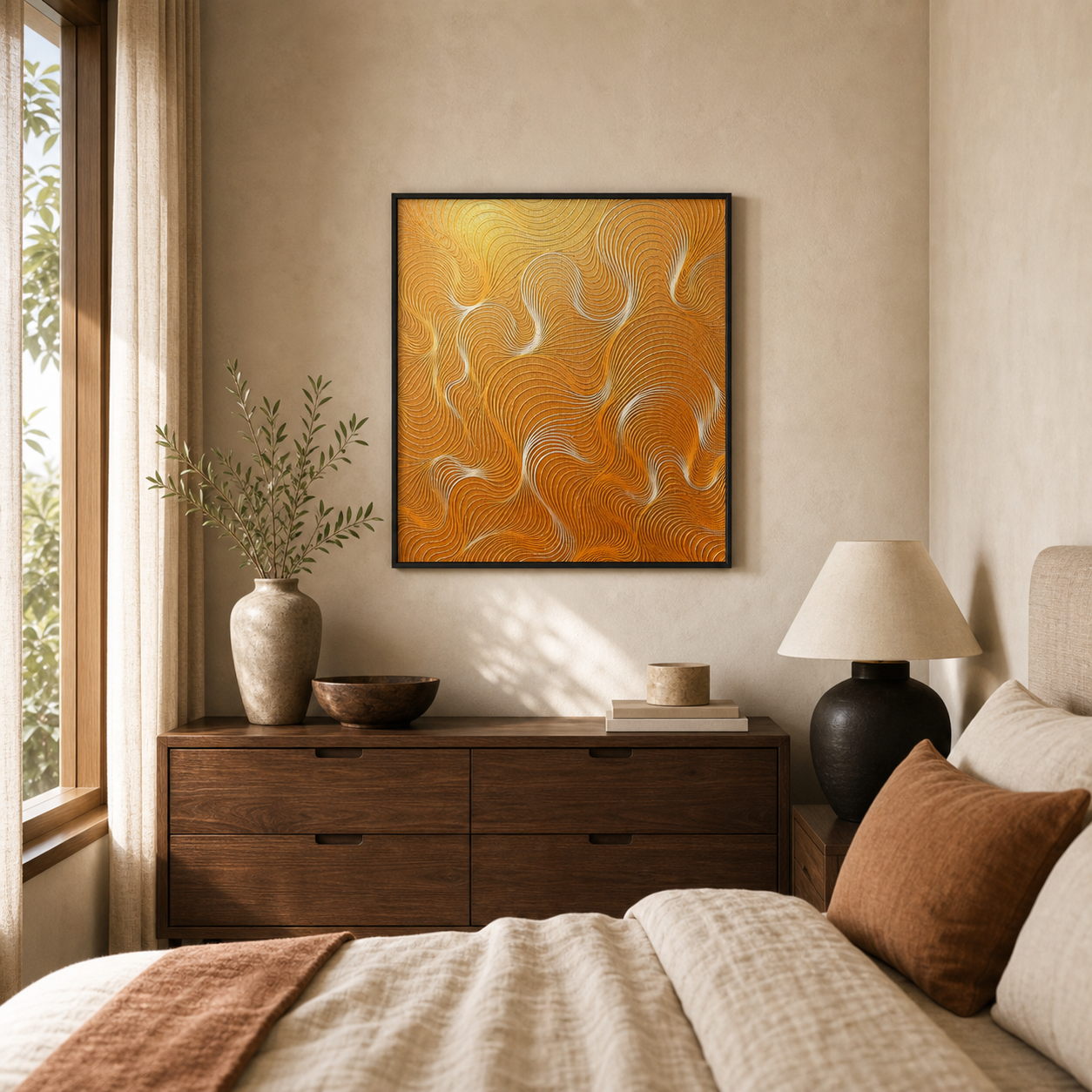 Amber Swirl Abstract Topographic Wave