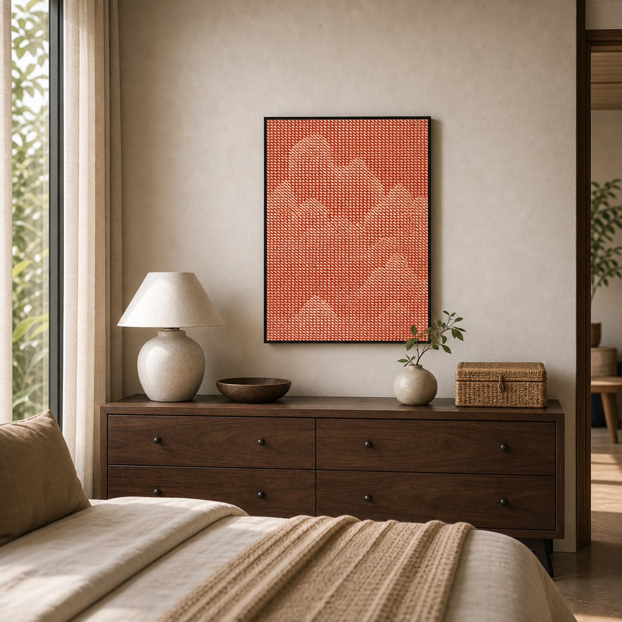 Coral Ripple Abstract Woven