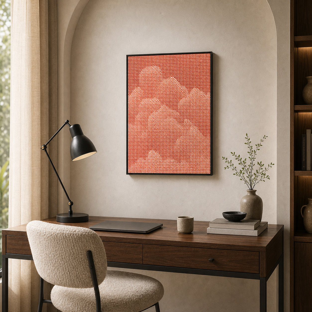 Coral Ripple Abstract Woven