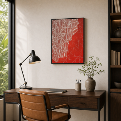 Crimson Nexus Abstract Geometric