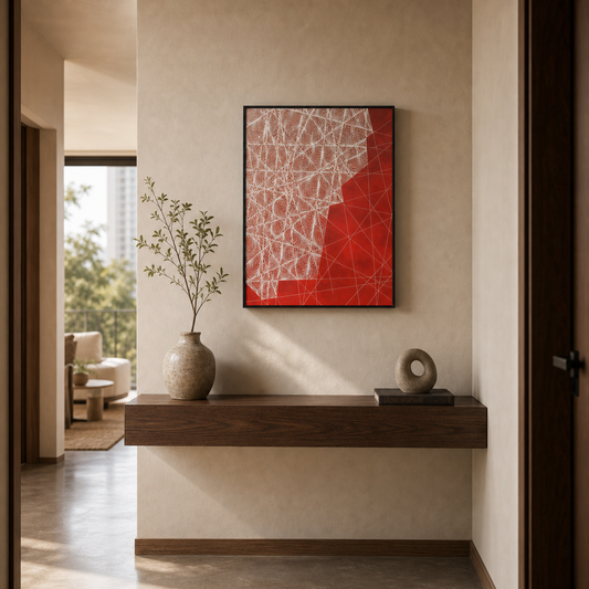 Crimson Nexus Abstract Geometric