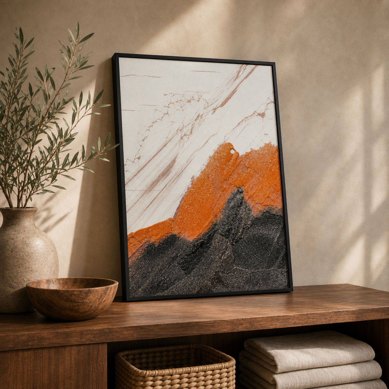 Ember Sweep Abstract Impasto