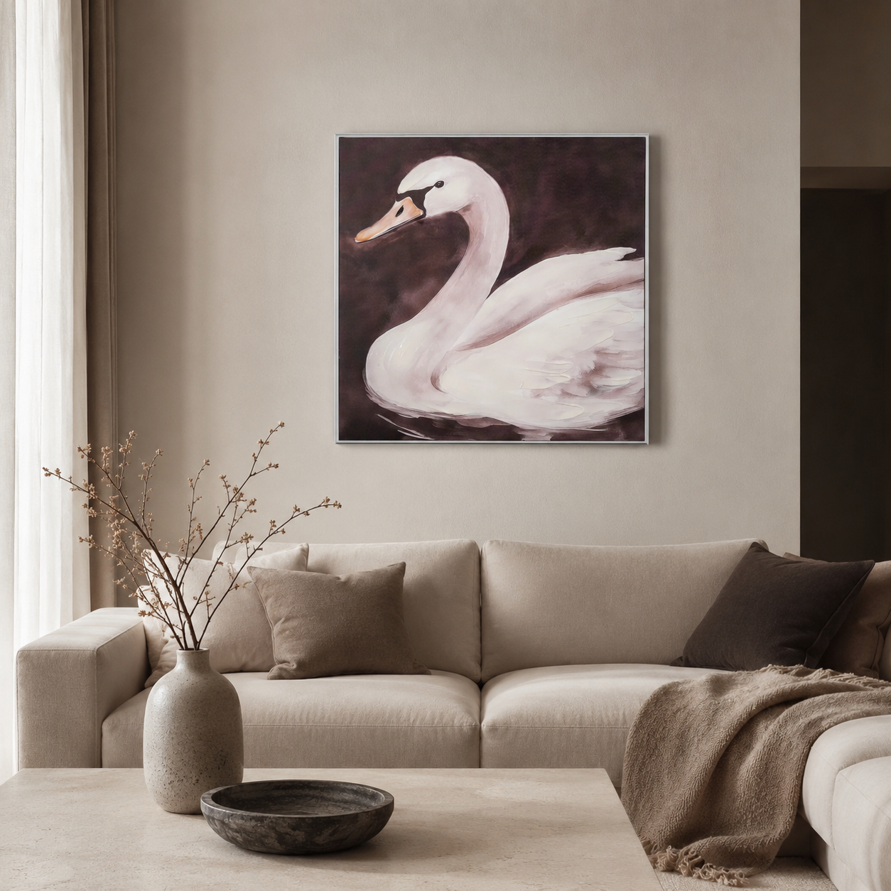 Graceful White Swan Wall
