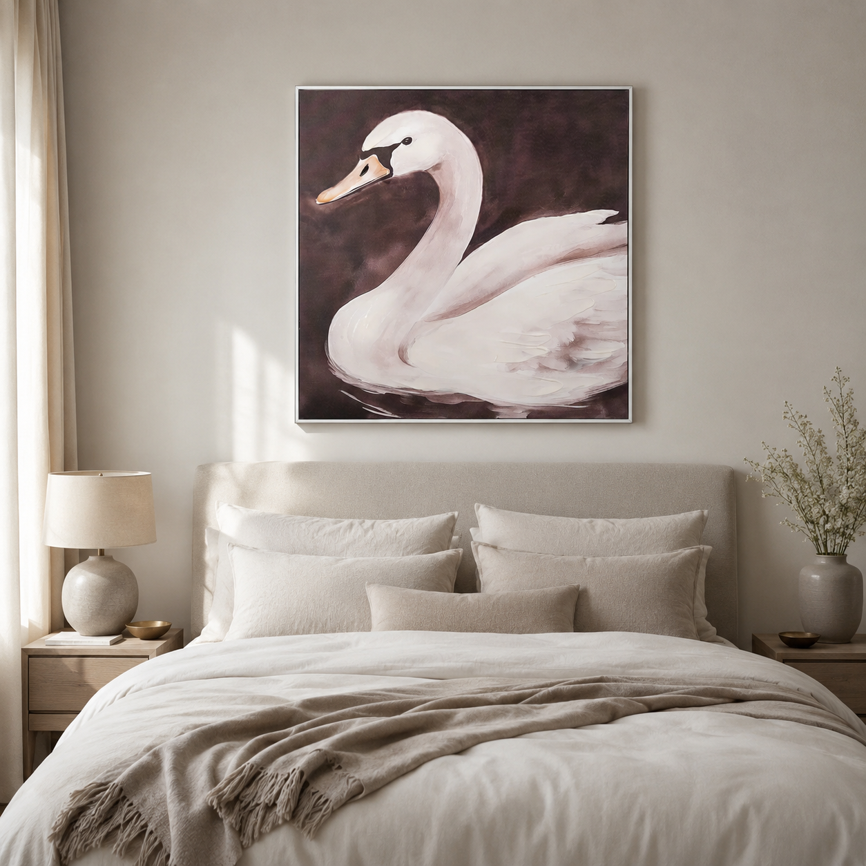 Graceful White Swan Wall