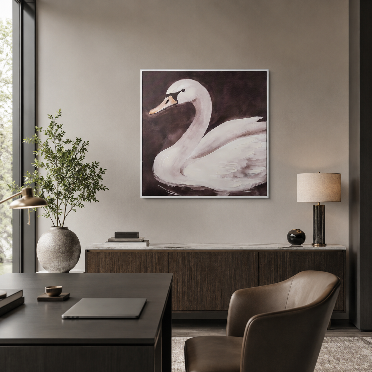 Graceful White Swan Wall
