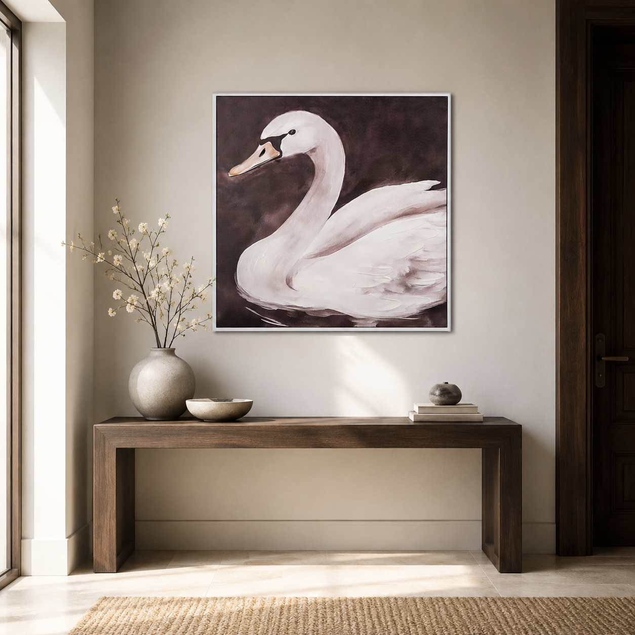 Graceful White Swan Wall