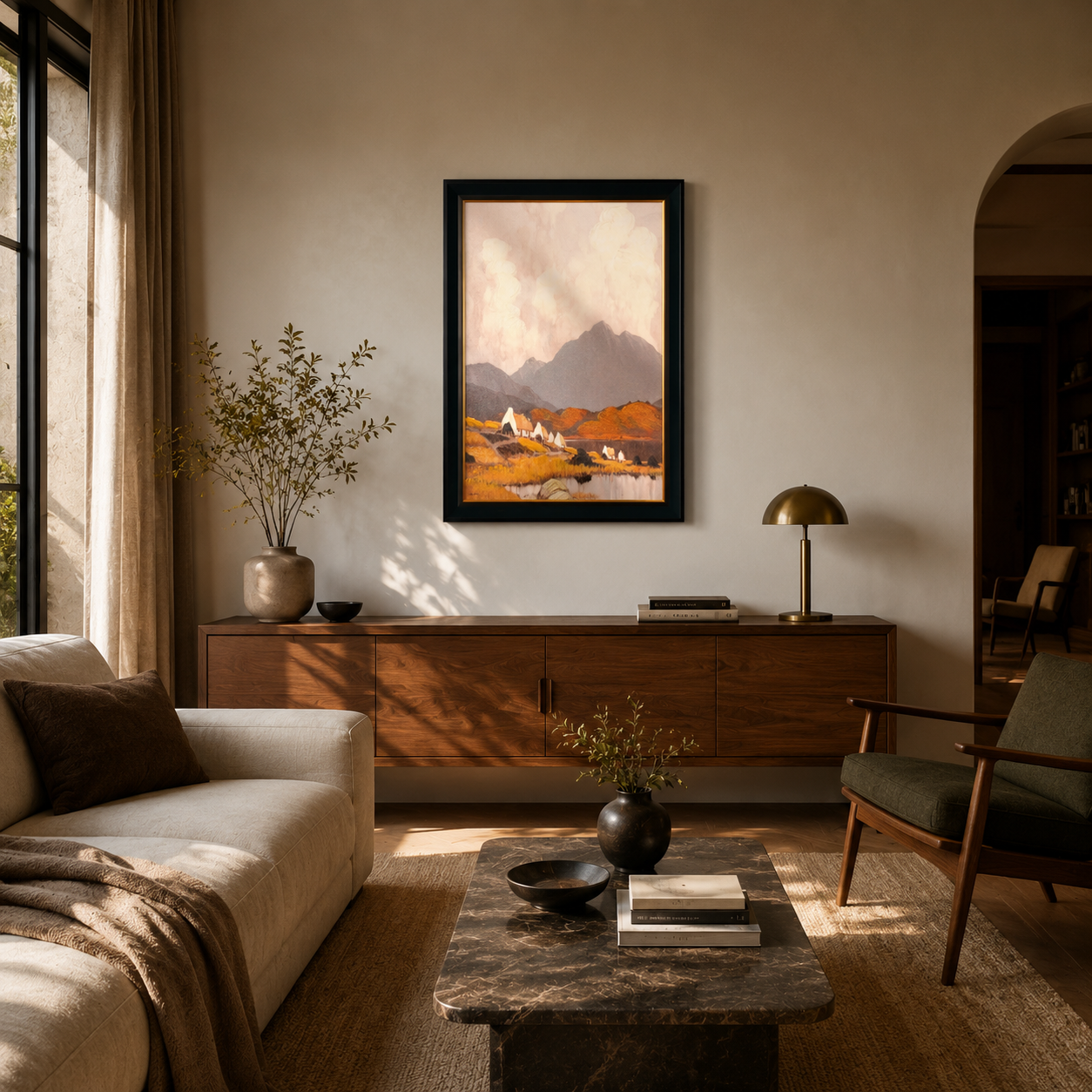 Highland Haven Vintage Pastoral Landscape