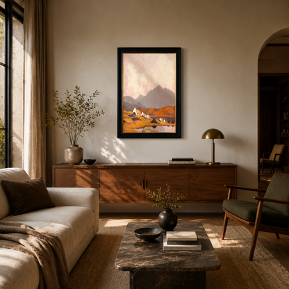 Highland Haven Vintage Pastoral Landscape