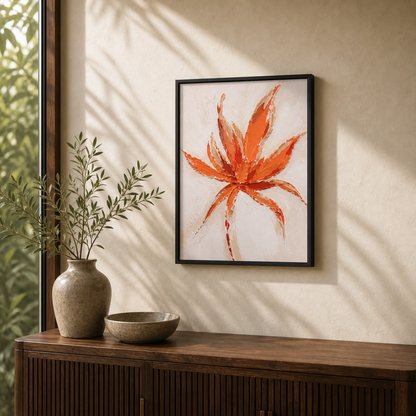 Modern Abstract Orange Floral