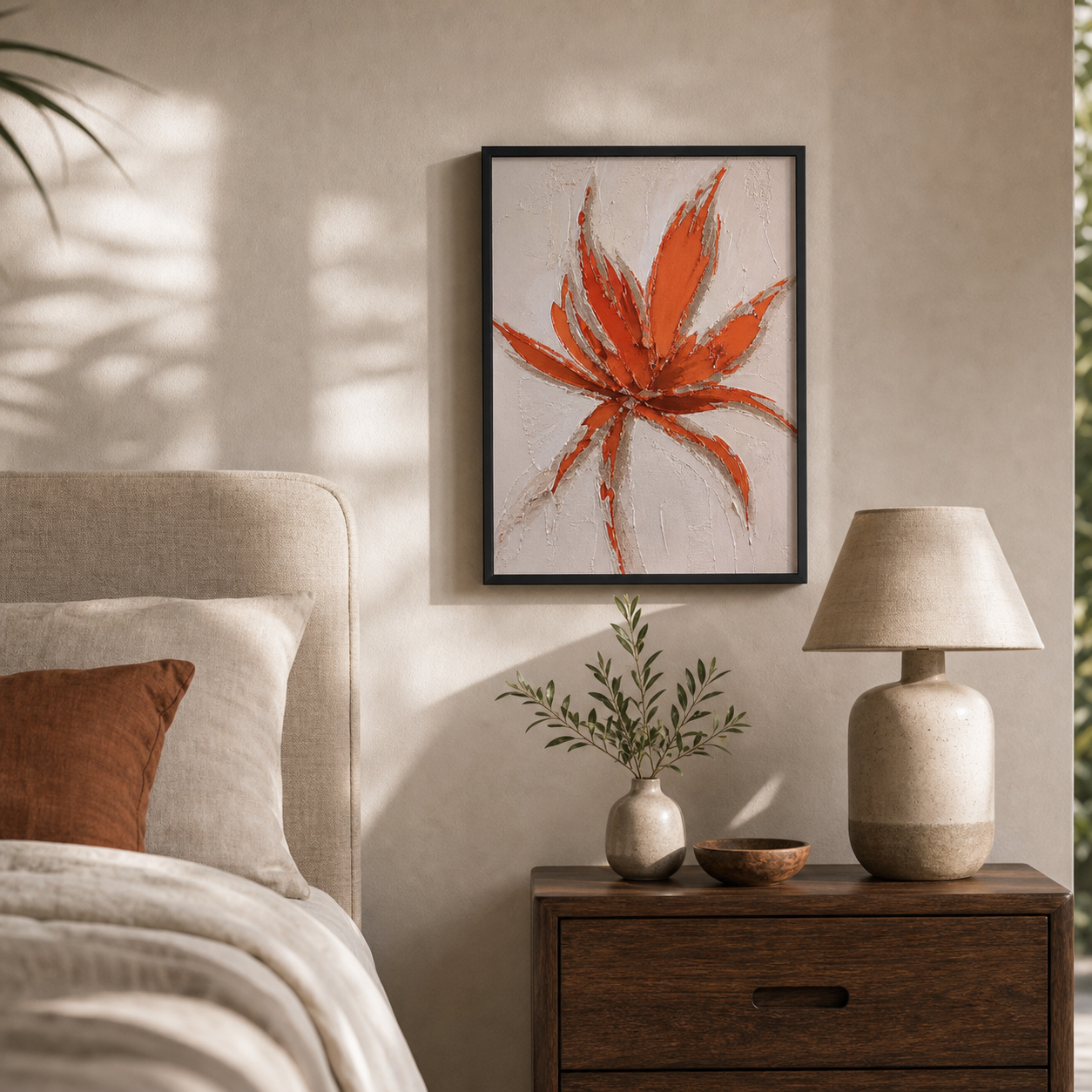 Modern Abstract Orange Floral