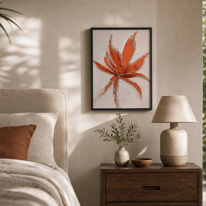 Modern Abstract Orange Floral