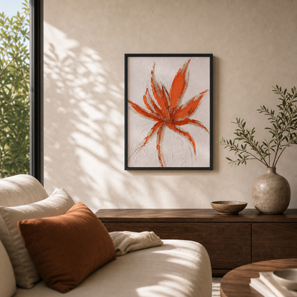 Modern Abstract Orange Floral