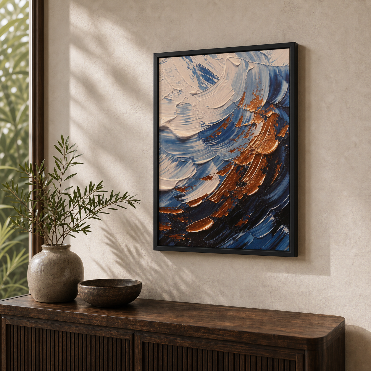 Modern Impasto Blue Gold