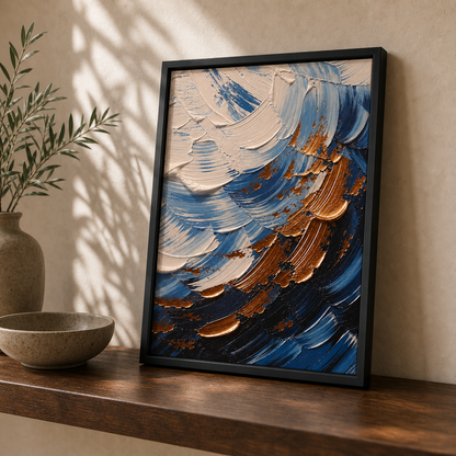 Modern Impasto Blue Gold