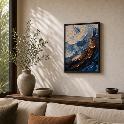 Modern Impasto Blue Gold