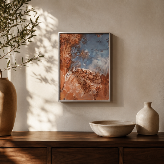 Modern Abstract Copper and Blue