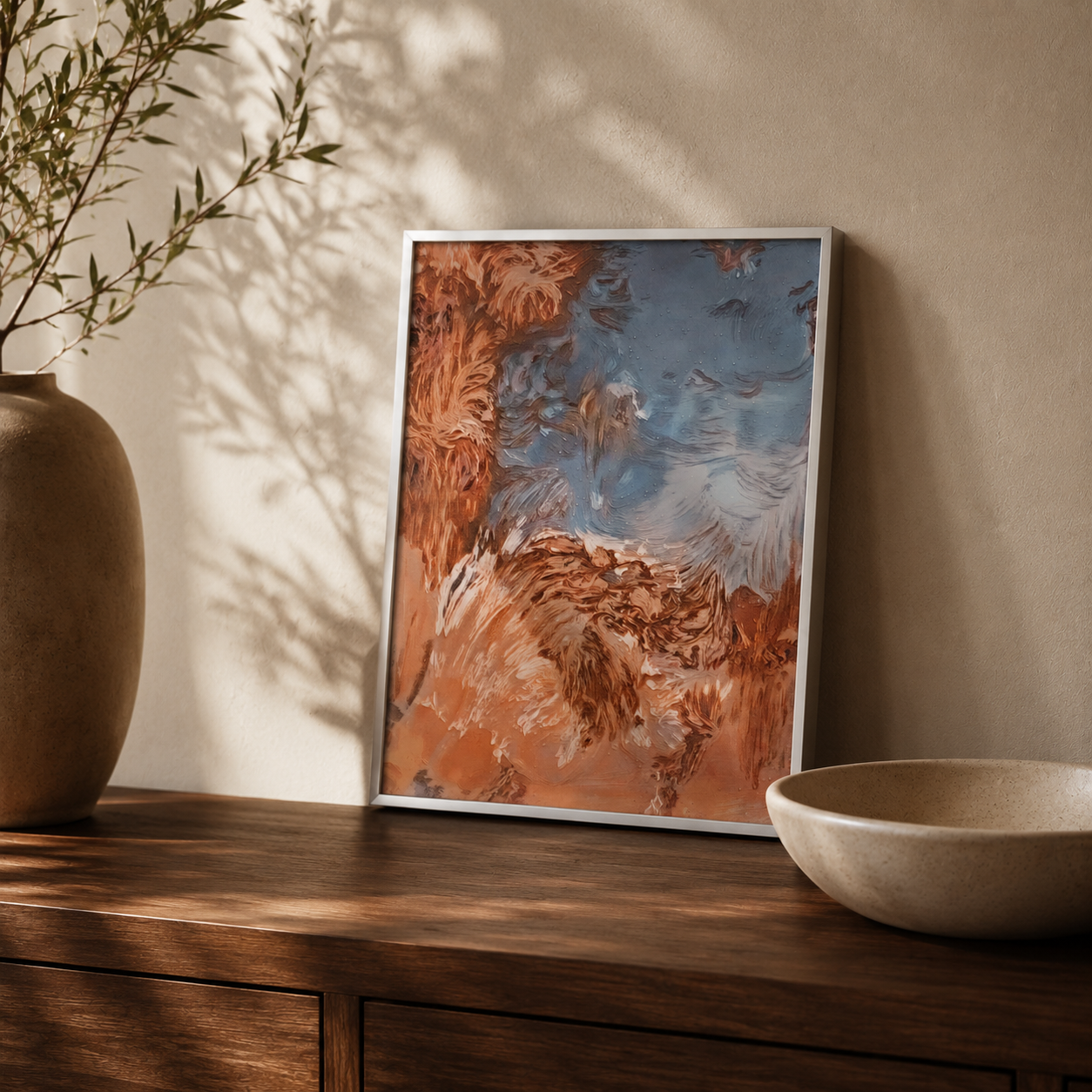 Modern Abstract Copper and Blue