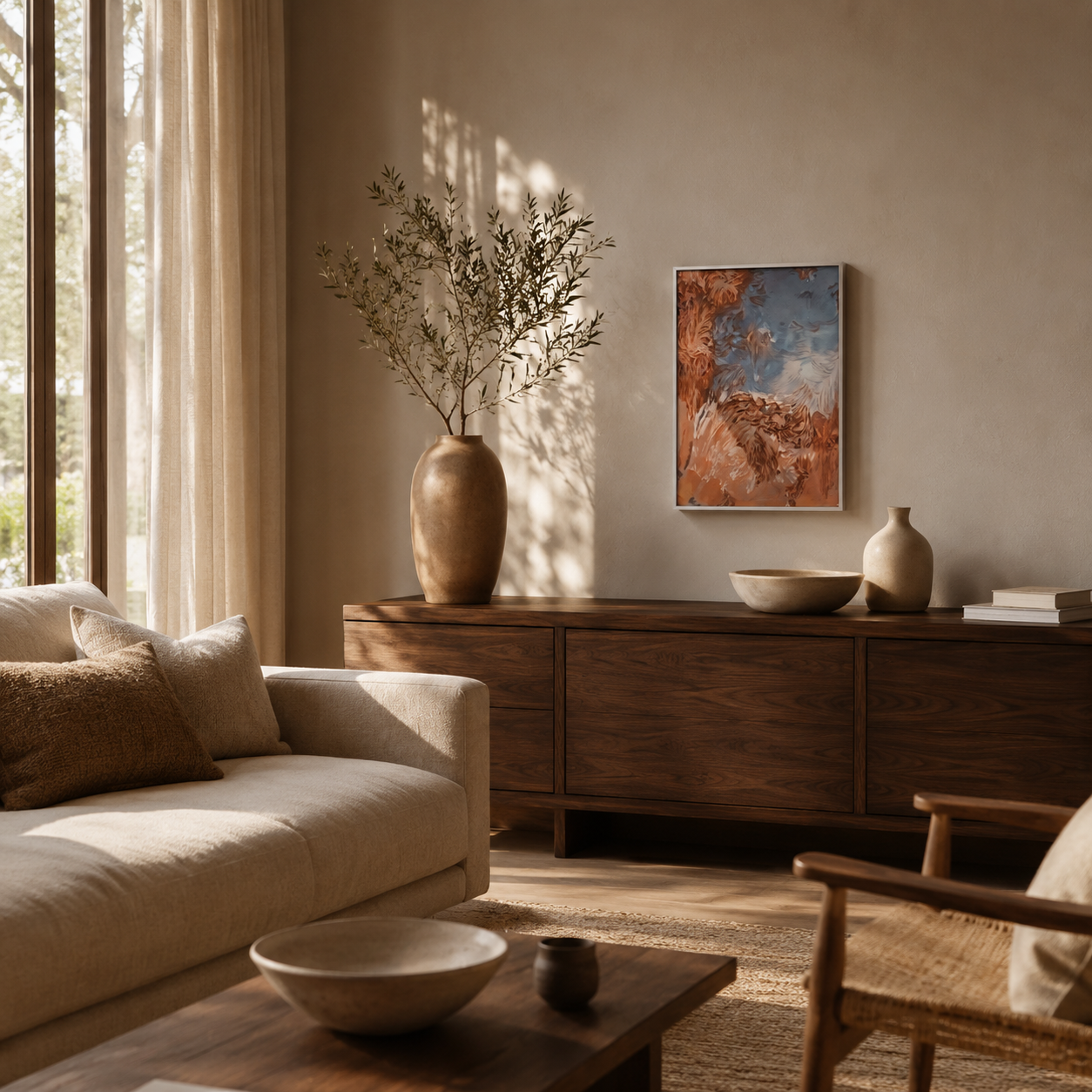 Modern Abstract Copper and Blue