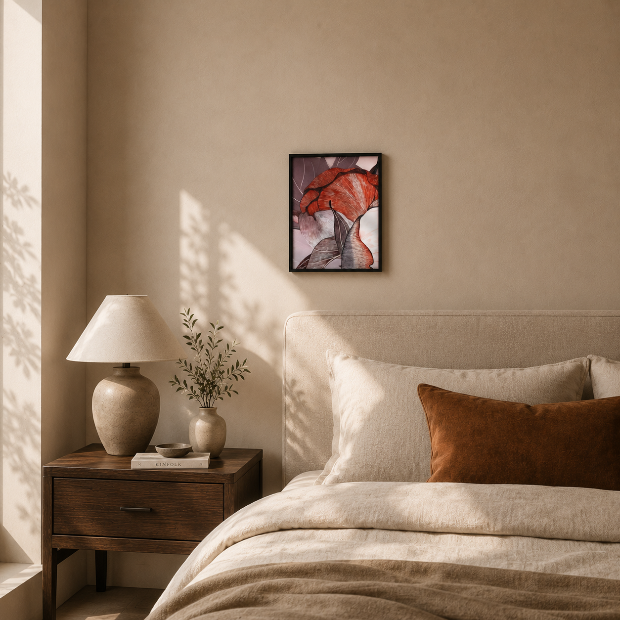 Modern Abstract Red Floral Line