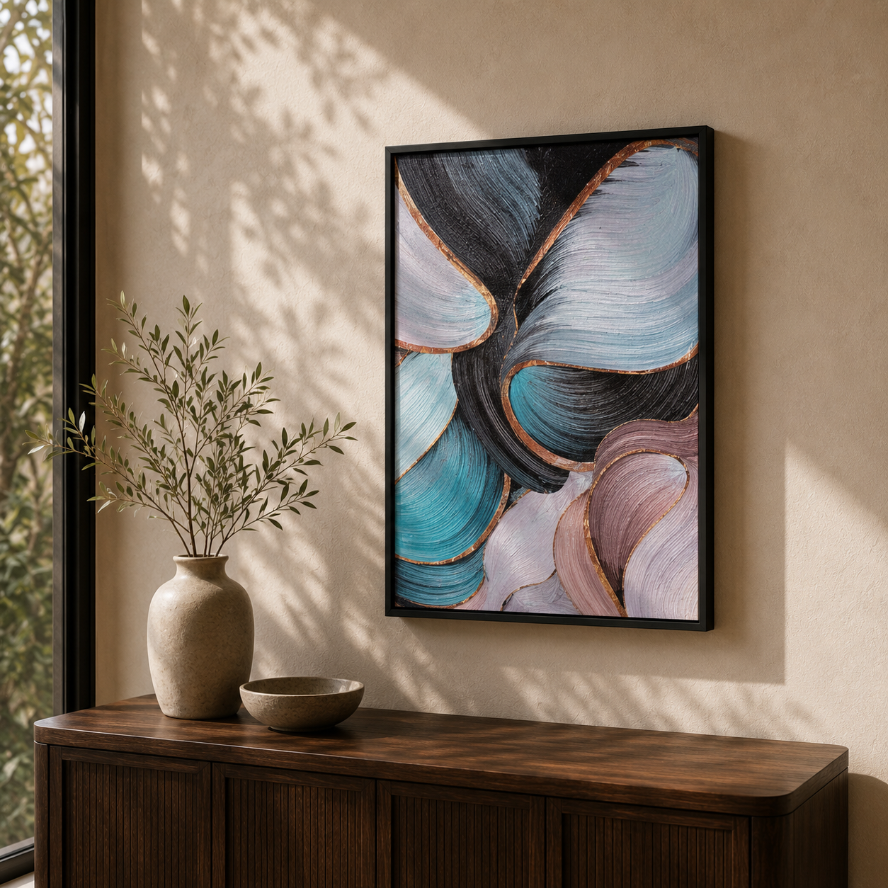 Modern Abstract Teal and Pink
