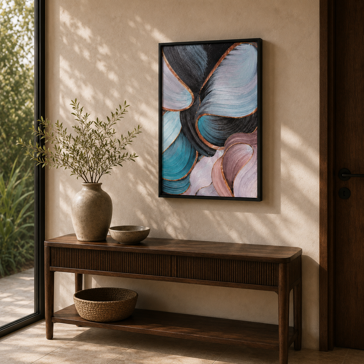 Modern Abstract Teal and Pink