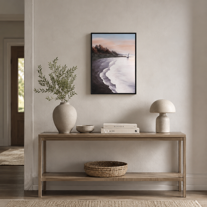 Modern Pink Sunset Seascape