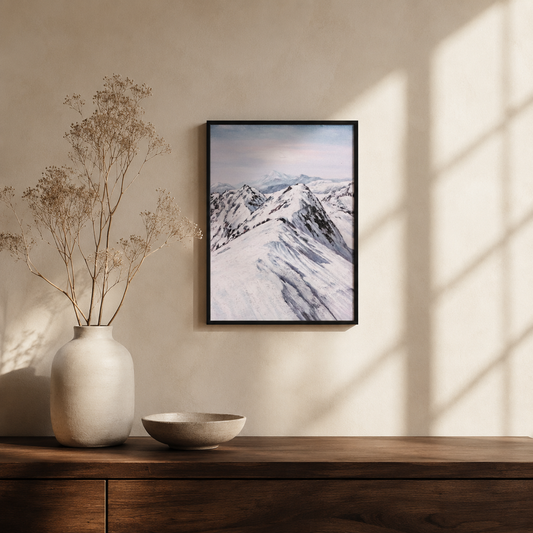 Modern Snowy Mountain Landscape