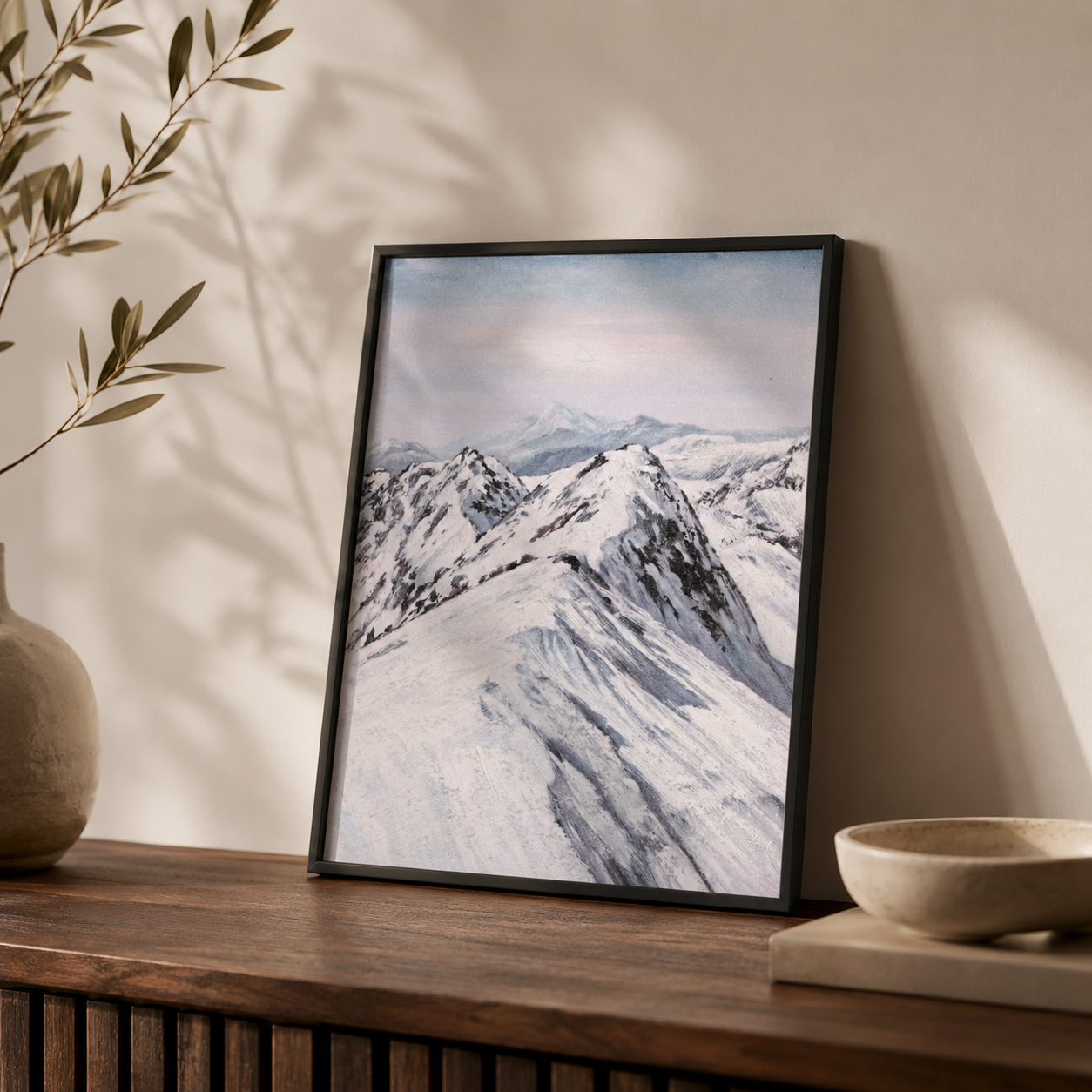 Modern Snowy Mountain Landscape