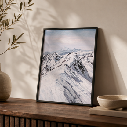 Modern Snowy Mountain Landscape