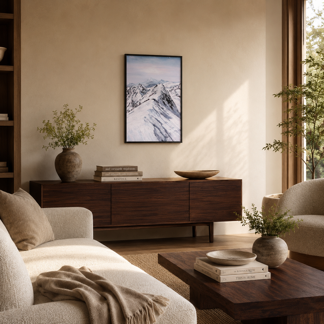 Modern Snowy Mountain Landscape
