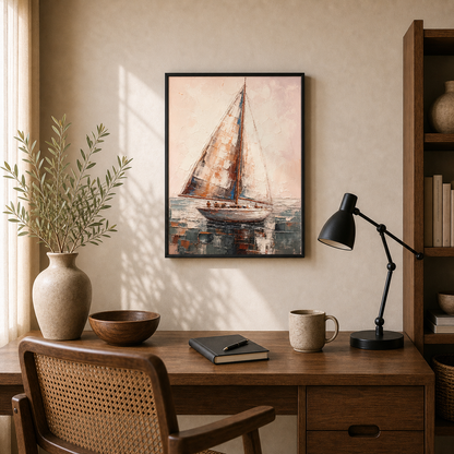 Pastel Voyage Abstract Sailboat