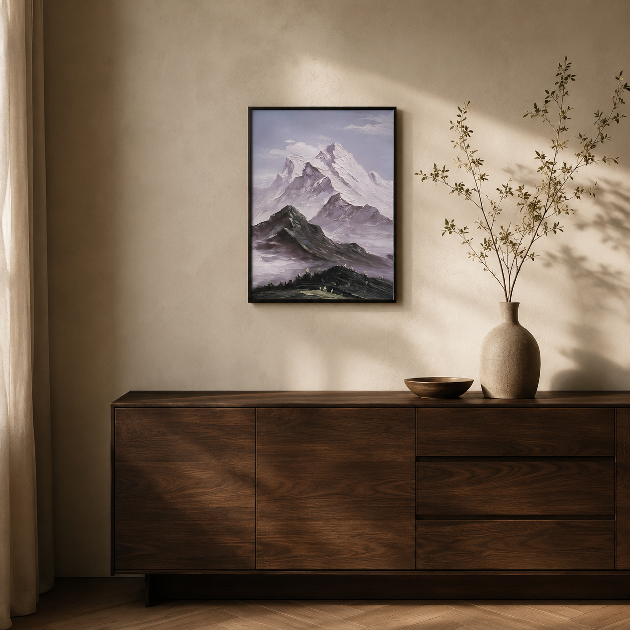 Purple Snow Mountain Landscape
