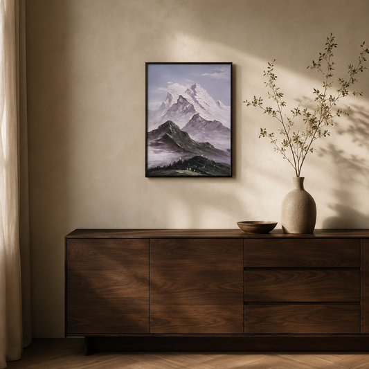 Purple Snow Mountain Landscape
